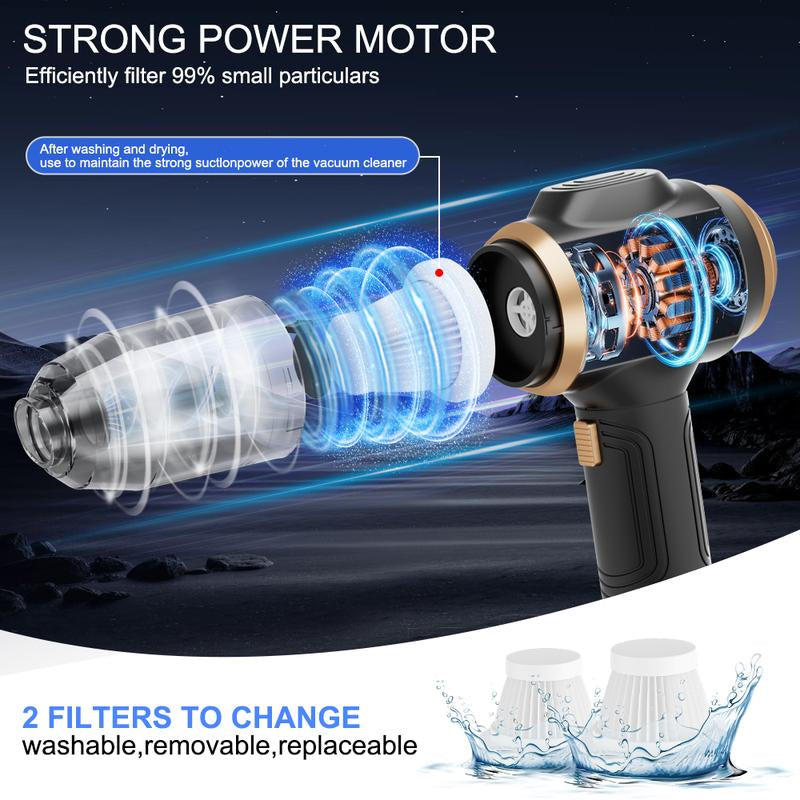 Belibuy Portable Cordless Handheld Vacuum Cleaner, 19000Pa Powerful Vacuum Cleaner, 6-In-1 Portable Vacuum Cleaner with Smart Display Screen, Suitable for Cars, Homes, Offices, and Pets. #Fathersdaygift