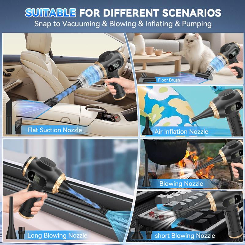 Belibuy Portable Cordless Handheld Vacuum Cleaner, 19000Pa Powerful Vacuum Cleaner, 6-In-1 Portable Vacuum Cleaner with Smart Display Screen, Suitable for Cars, Homes, Offices, and Pets. #Fathersdaygift