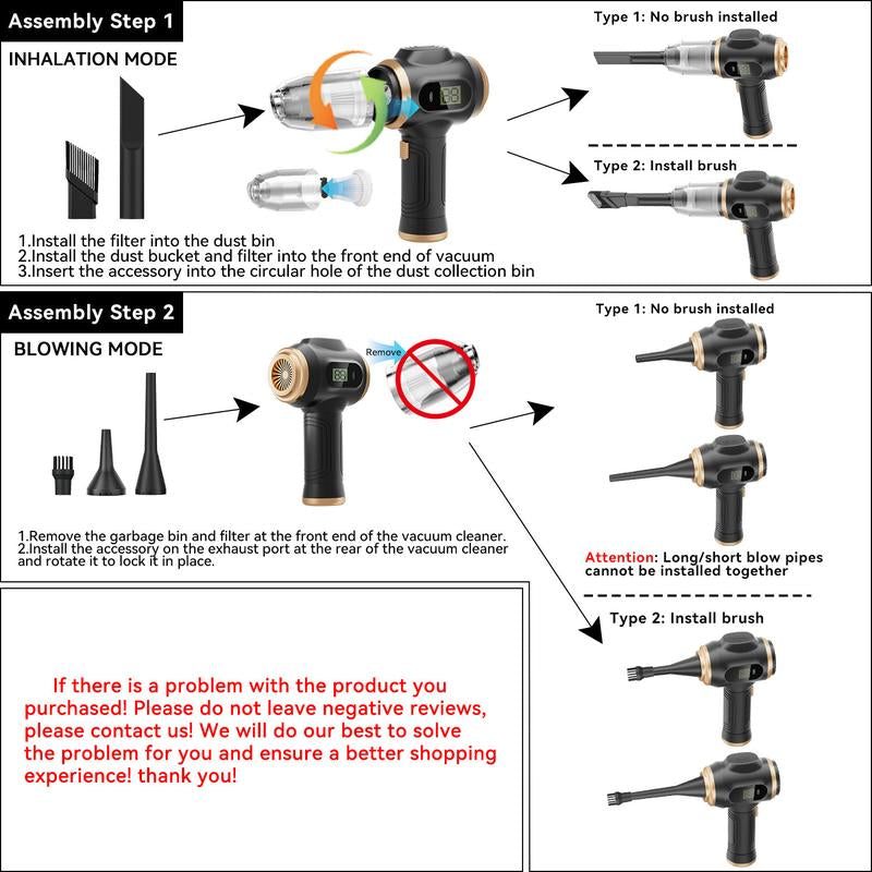 Belibuy Portable Cordless Handheld Vacuum Cleaner, 19000Pa Powerful Vacuum Cleaner, 6-In-1 Portable Vacuum Cleaner with Smart Display Screen, Suitable for Cars, Homes, Offices, and Pets. #Fathersdaygift